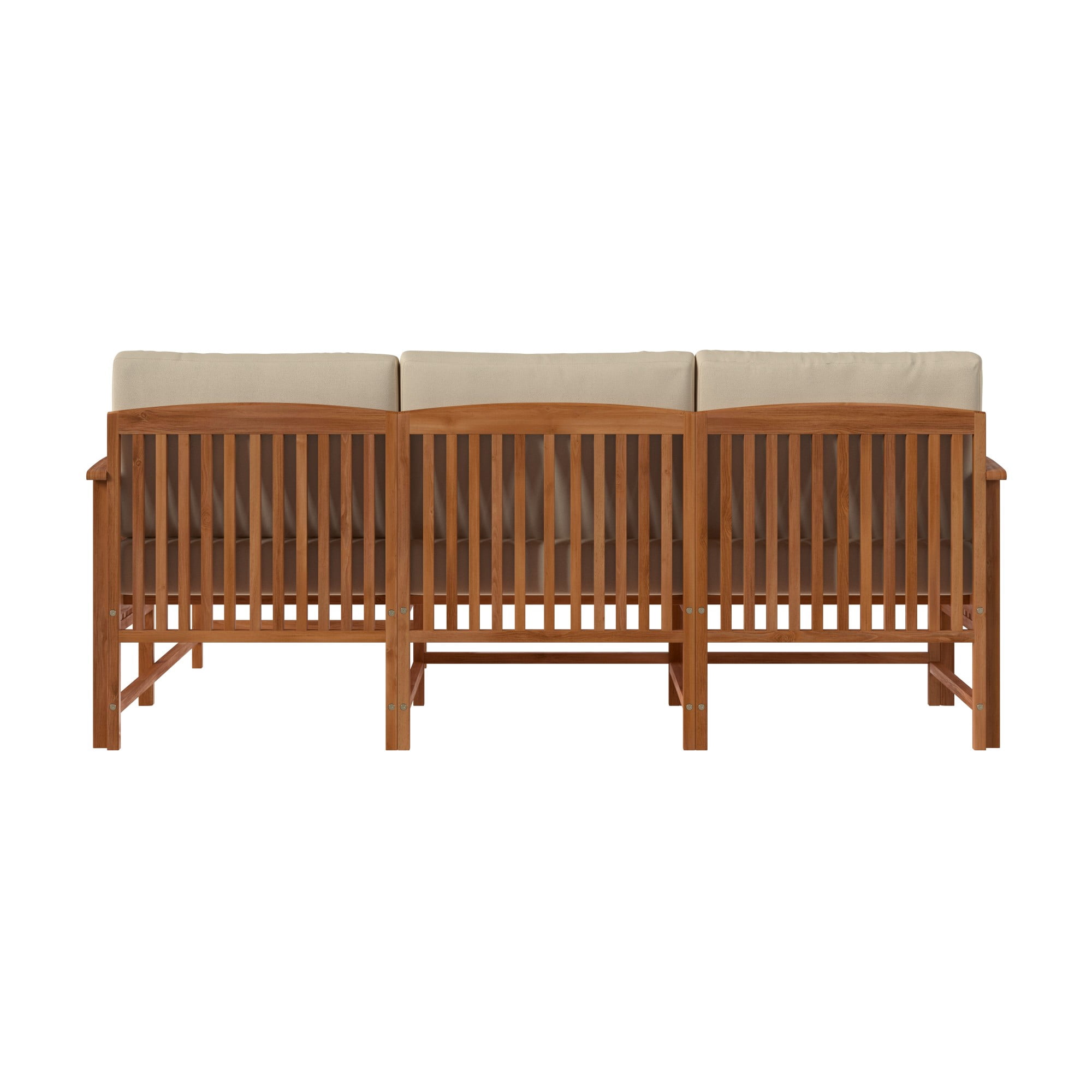 Walker Edison Modern Slatted Solid Wood 3-Piece Outdoor Sectional Set, Brown