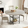 thumbnail image 3 of Table à Manger Ronde pour 4, Table de Cuisine Style Ferme avec Étagères de Rangement, Table Ronde pour le Souper, Tables de Salle à Manger en Bois avec Pattes en Métal pour Cuisine, Salon, Salle à Manger, 3 of 7