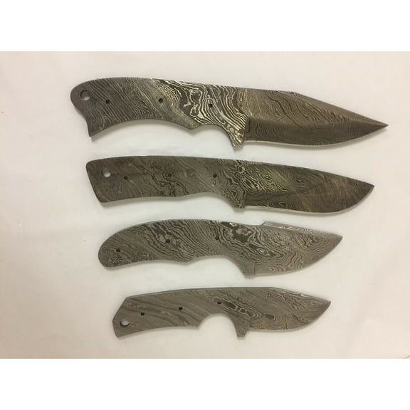 4 pieces blank blade set, over 32" long hand forged Damascus steel knives