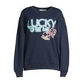 thumbnail image 3 of Lucky To Be Me Women's Juniors Graphic Fleece Sweatshirt with Long Sleeves, Sizes XS-XXXL, 3 of 5