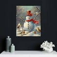 thumbnail image 4 of Nawypu  Christmas Canvas Wall Art Snowman Deer Cardinal Red Bird Decoration Picture for - Winter Scene Painting Farmhouse Poster Framed Living Room Home Prints, 4 of 4