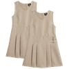 Beverly Hills Polo Club Girls' School Uniform Dress - 2 Pack Sleeveless Pleated Khaki Jumper Dress (4-16)