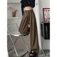 thumbnail image 4 of Pantalones casuales adelgazantes de pierna recta para mujer de Maillard, pantalones acampanados de cuero sintético, pantalones de moto de otoño e invierno, estilo francés, dinero, 4 of 4