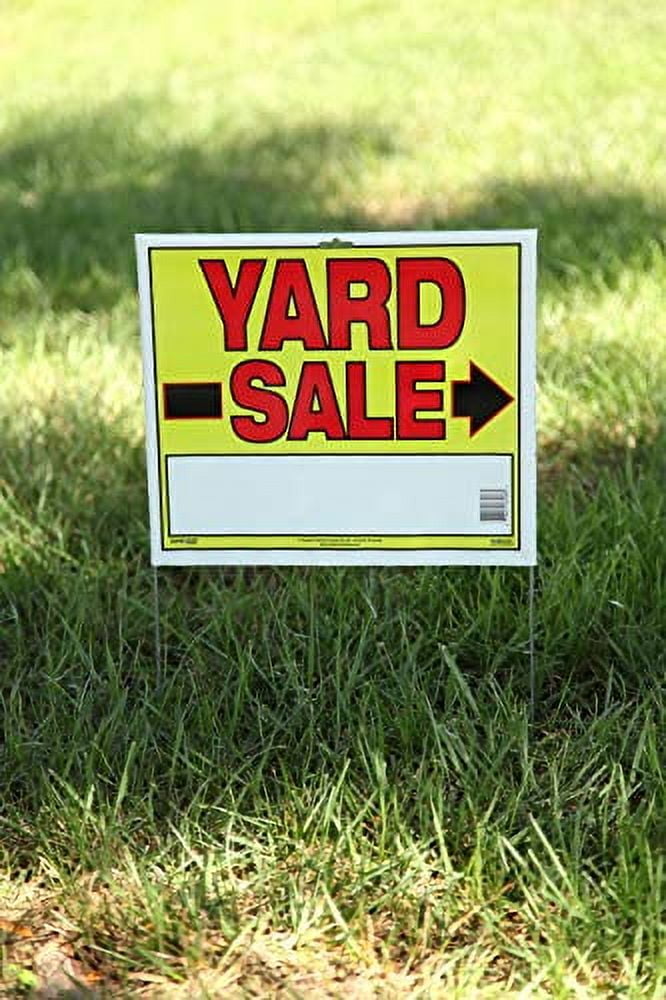 Sunburst Systems 3908 Yard Sale Sign with Metal U-Stake, 22" x 14" (Assembled) Plastic/Metal, Yellow, Red, Black