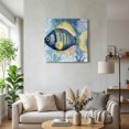 thumbnail image 3 of Canvas Wall Art, Blue Yellow Fish Framed Canvas Prints for Bedroom Office, Summer Ocean Watercolor Coral Large Gallery Wrapped Wall Decor for Home Office, Gifts, 16"x16" Ship Next Day, 3 of 9