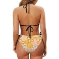thumbnail image 6 of Chririnla Retro Floral Print Halter Neck Two-Piece Bikini Set - Sexy Tie Side Triangle Swimsuit for Beach Vacation & Pool Party, 6 of 9
