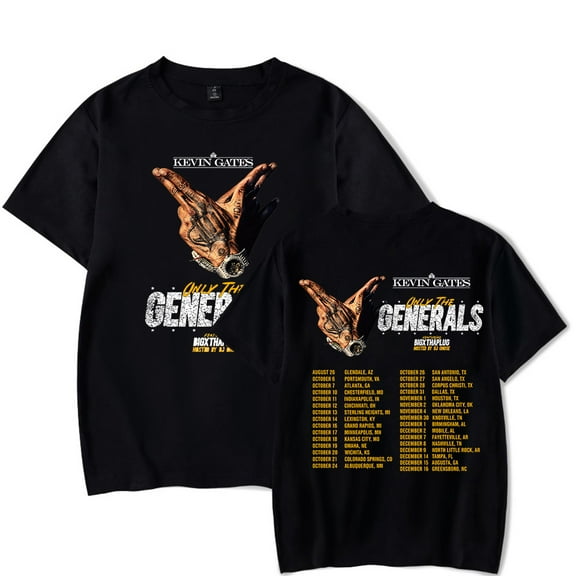 Kevin Gates Only The Generals Tour 2023 Concert Shirt Merch Popular Print Round Unisex Trendy Casual Short Sleeve Top