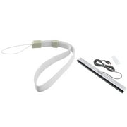 Insten White Remote Controller Hand Strap+Wired Nintendo Wii Sensor Bar