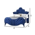 thumbnail image 5 of Velvet Upholstered Channel Tufted Queen Bed, Blue, 5 of 5
