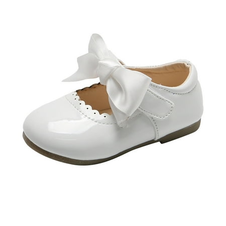 

Toddler Little Girl Dress Shoes Mary Jane Flats Party Toddler Shoes Baby Girls Cute Fashion Bow Hollow Out Non-slip Small Leather Princess Shoes White 6-9 Months