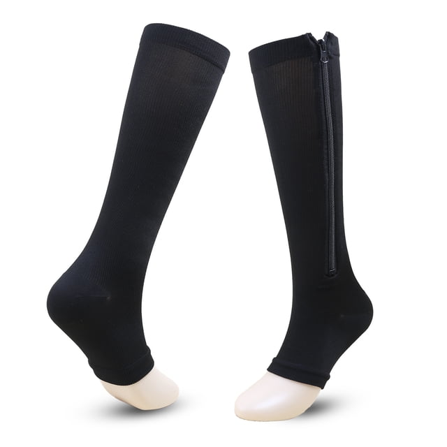 Calcetines de compresión deportivos, calcetines de compresión con cremallera, calcetines largos elásticos para pantorrilla, calcetines de compresión