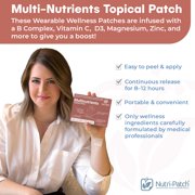 NUTRI-PATCH Multi-Nutrients Topical Vitamin Patches with Vitamin B-12, Vitamin D3, Vitamin C, Magnesium & Zinc, Physician Formulated, 30 Count