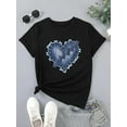 thumbnail image 2 of Chic Retro Cowboy Heart Print T-Shirt for Women - Casual Crew Neck, Short Sleeve Top, Perfect for Spring & Summer, Machine Washable, Western T Shirts, 2 of 7