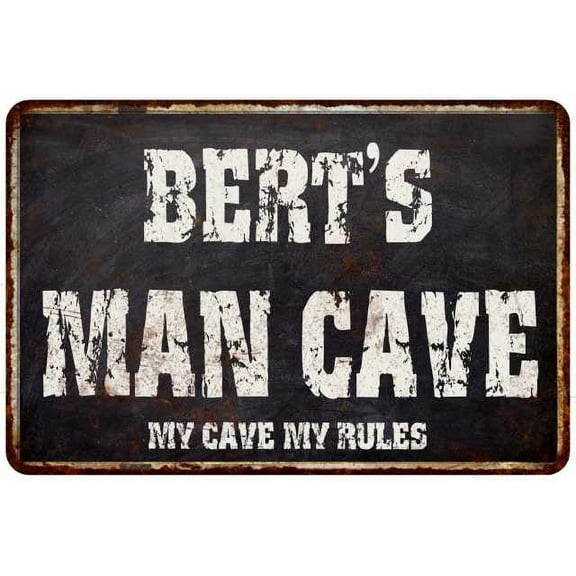 BERT'S Man Cave Black Grunge Sign Home Decor Gift Cave Funny 108120004038