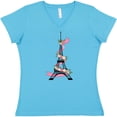 thumbnail image 3 of Inktastic Eiffel Tower in Paris with Flowers and Pink Banner Women's V-Neck T-Shirt, 3 of 5