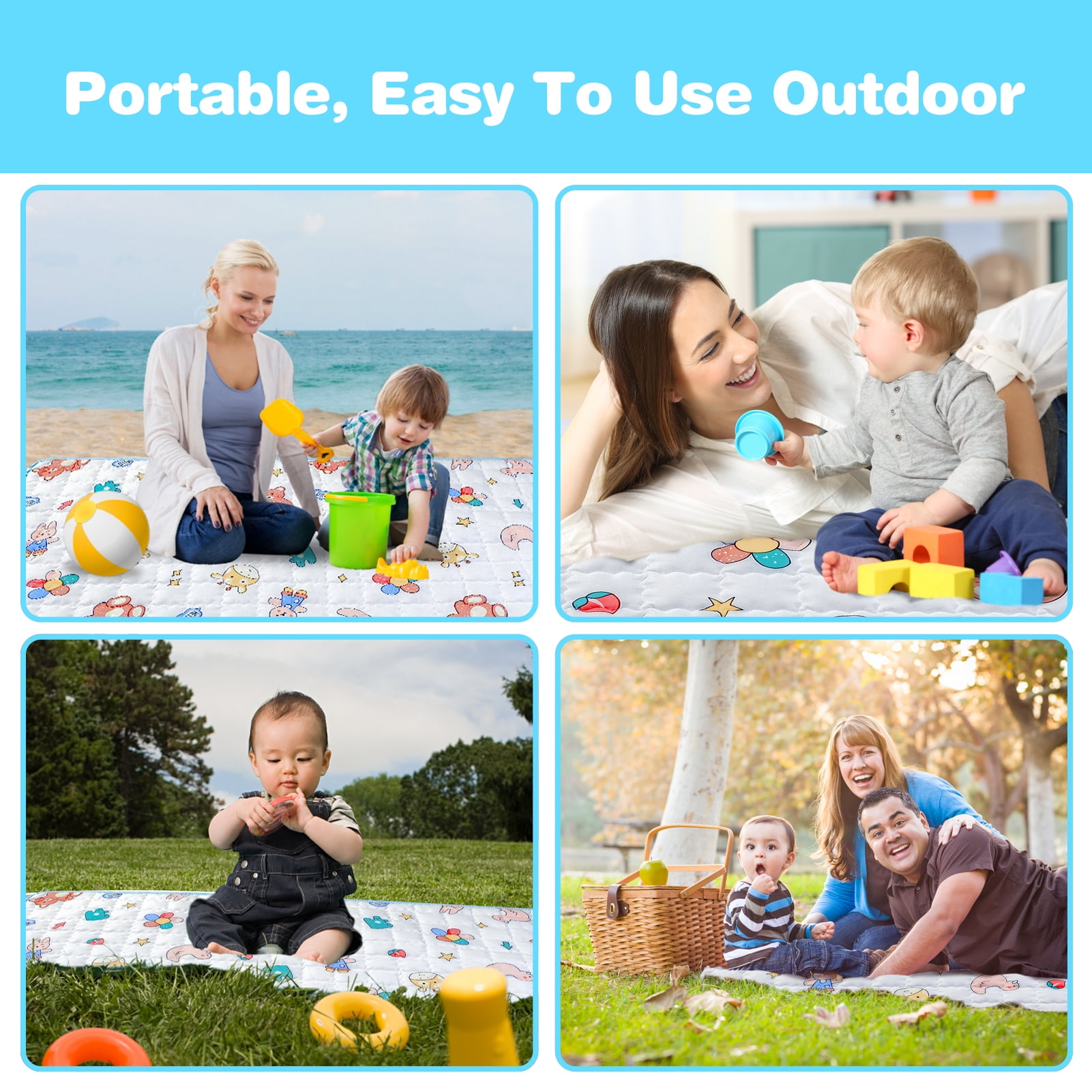 Kid Odyssey Baby Play Mats for Floor, 50" x 50" Play Mat for Playpen, Thicken Soft Padding Foam Playmats for Babies and Toddlers Infants, Foldable and Machine Washable Baby Crawling Mat