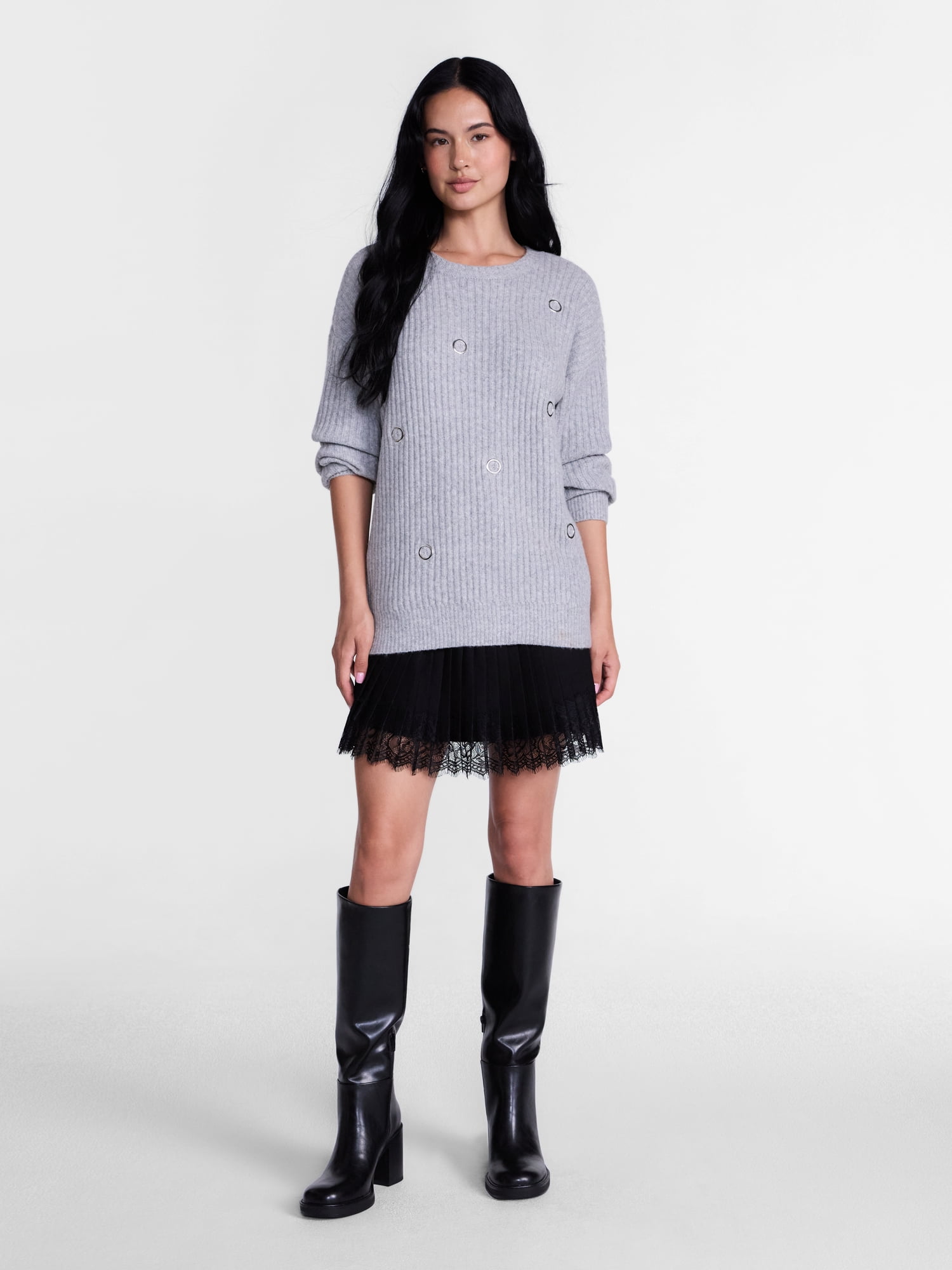 Madden NYC Women's Pleated Skort with Lace Trim, Sizes XXS-XXL