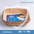 thumbnail image 6 of disposable air fryer liners 8 inches - 100 pcs square shaped, oil & water resistant parchment paper liners, suitable for air fryer, microwave, non-stick basket and pans (fit for 5-8 qt), 6 of 6