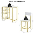 thumbnail image 4 of Ktaxon 3 Pieces Dining Table Set for 2, Counter Height Bar Table Set with Storage Shelves, Pub Table and Padded Chairs for Dining Room, Kitchen, Elegant Gold, 4 of 9