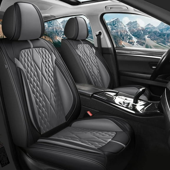 DIKSOAKR Car Seat Cover Apply To Front Seat for Chevy/Chevrolet Equinox 2011-2024 Front 2-Seats BLACK Faux Leather