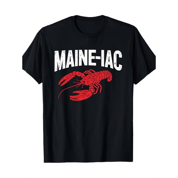 Funny MAINE-IAC Lobster T-Shirt - Unique Maine State Lover Vacation Souvenir Gift Tee for Men and Women, Great for Travel & Local Pride