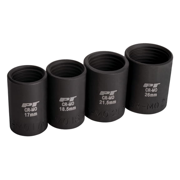 Performance Tool M990 Heavy Duty Impact Socket Set for Lug Nut Removal - Fits 17mm to 26mm, CrMo Steel, Oil Resistant Finish, 1/2-Inch Drive