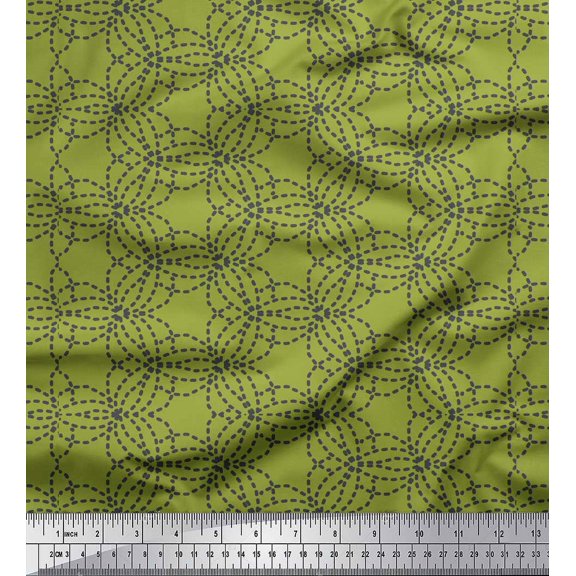 Soimoi Green Cotton Voile Fabric Brush Stroke Abstract Fabric Prints By Yard 42 Inch Wide