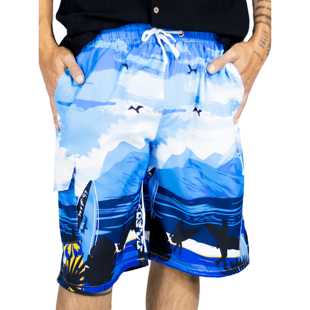 Short Playa y Alberca Hombre Estampado Traje Baño con Forro