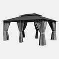 thumbnail image 3 of LazySunsets 16' X 12' Hardtop Gazebo with Double Roof Outdoor Gazebos for Patio Lawn and Garden Included Netting and Curtains, Gray, 3 of 8