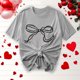 thumbnail image 5 of Primavera Top Mujeres Moda Casual Nueva Cinta de Arco Impresa Cuello Redondo Camiseta de Manga Corta, Camiseta de Cuello Tripulado, 5 of 8