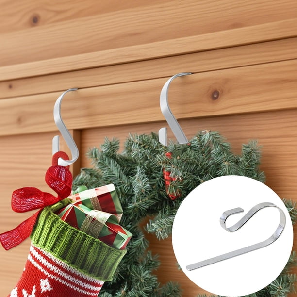 Gancho metálico para medias navideñas - Gancho para chimenea de alta resistencia - Gancho multiusos de pared de 2 para decoración navideña - 12cm x 5,5cm