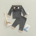 thumbnail image 3 of Baby Boy Girl Long Sleeve Hooded Sweatshirt Ribbed Pullover Pant Set Unisex Solid Outfit Clothes, 3 of 7