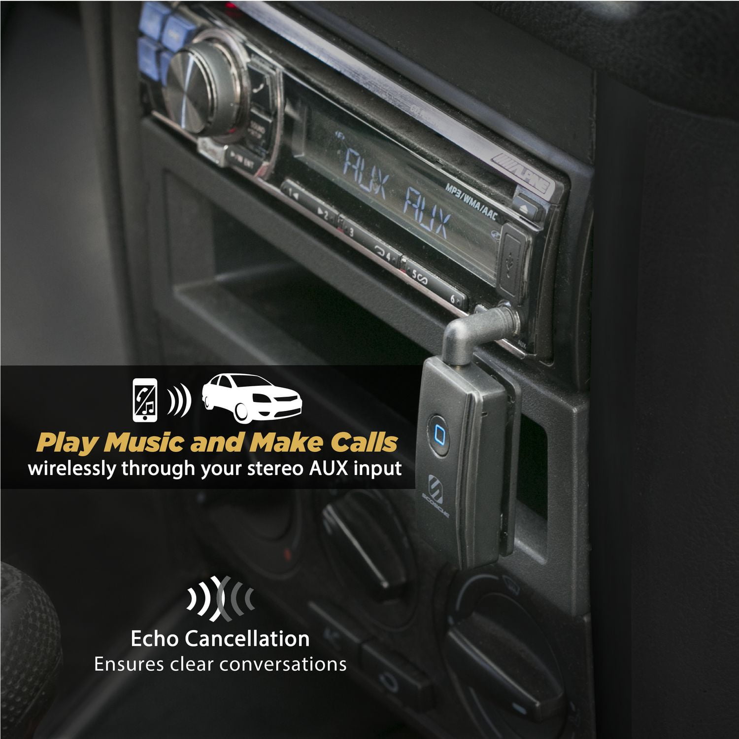 Scosche BTR3 BTFREQ™ Bluetooth 4.0 Wireless Audio Streaming and Hands-free Calling Receiver Black