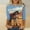 Blue001, variant on Women's Vintage Western Cowgirl Horse Print Shirts 2024 Trendy 3/4 Sleeve Crewneck Tops Loose Casual Cowboy Blouse