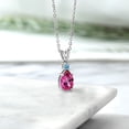 thumbnail image 4 of Gem Stone King 925 Sterling Silver Pure Pink Mystic Topaz and Swiss Blue Topaz Pendant Necklace for Women (1.68 Cttw, Gemstone Birthstone, Pear Shape 9X6MM, with 18 inch Chain), 4 of 4