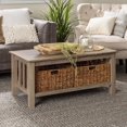 thumbnail image 3 of Manor Park Rustic Wood Coffee Table with Storage Baskets - Multiple Finishes, 3 of 8