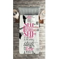 thumbnail image 2 of Ambesonne Eiffel Tower Quilted Coverlet 2 Pcs, Paris Girl Words, Twin Size, Black Pink, 2 of 2