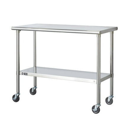 TRINITY EcoStorage® 48" Stainless Steel Prep Table w/ Wheels, NSF
