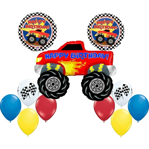 Betallic Ultimate 11 Pc Monster Truck Happy Birthday Balloon Decoration Kit