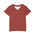 thumbnail image 4 of JTSRKL Girls Summer T-Shirts Cute Short Sleeve V Neck Solid Color Tunic Tops Loose Fit Casual Teen Girl Soft Cotton Tees Shirt Red#01 3-4 Years, 4 of 6