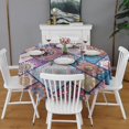 thumbnail image 2 of Multicolor Ethnic Mandala Pattern Round Tablecloth 60"x60",Wrinkle Wipeable Table Cloth for Kitchen Dining Room Picnic Patio Party, 2 of 6