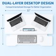 thumbnail image 7 of Standing Desk Converter, 32 Inch Standing Desk Adjustable Height for Table Tops and Home Office, Desk Riser Computer Workstation with Wide Keyboard Tray 2-Tier Desktop, White, 7 of 7