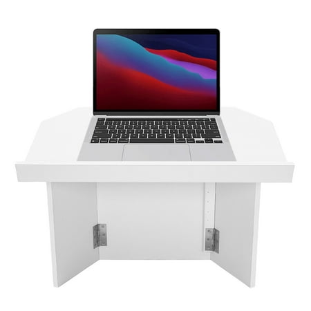 Portable Desktop Lectern, Modern Foldable Tabletop Podium,Teacher Speaker Desk Lectern White