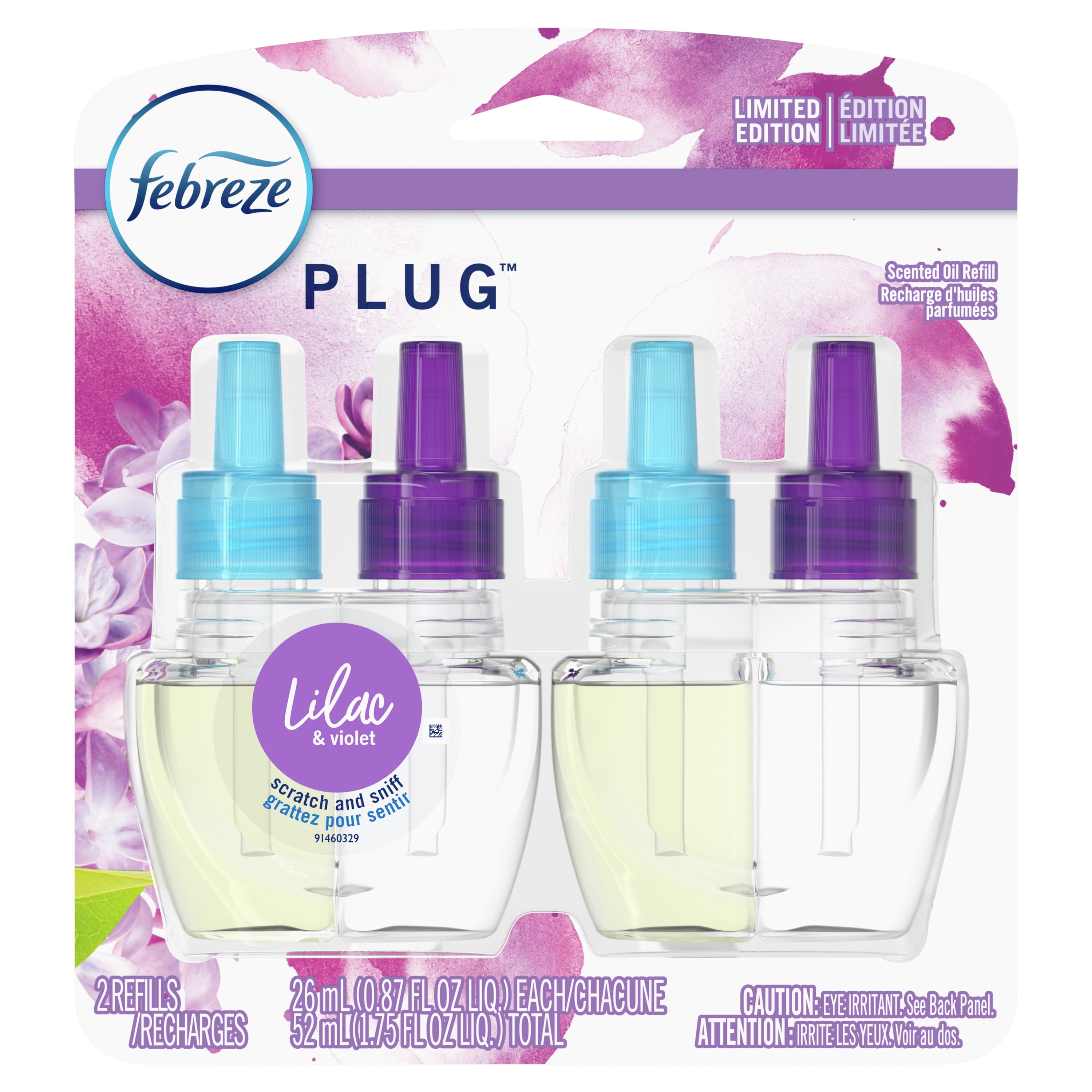 Febreze OdorEliminating Fade Defy PLUG Air Freshener Refill, Lilac & Violet, (2) .87 fl. oz