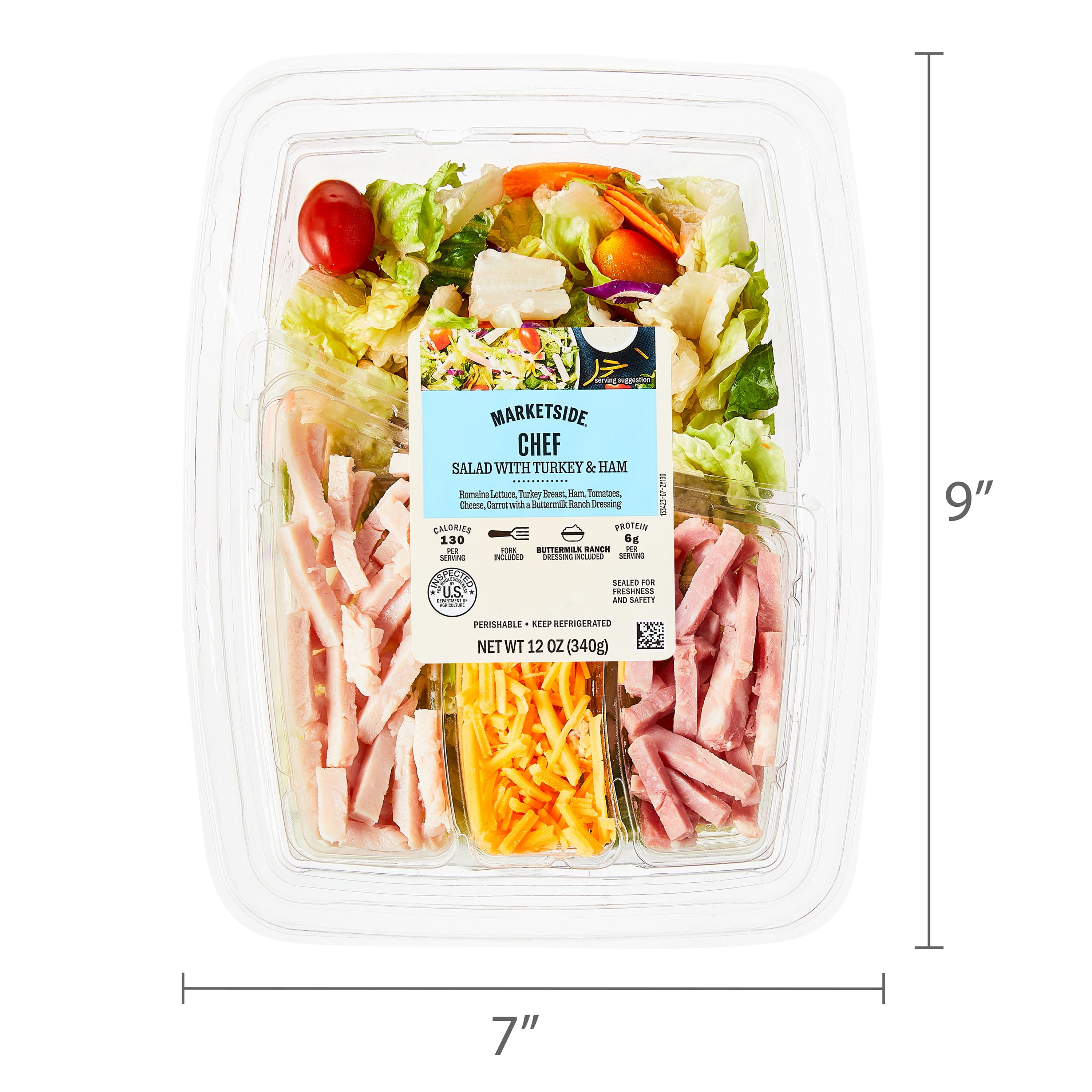 Marketside Chef Fresh Salad with Turkey and Ham, 12 oz Tray (Fresh)