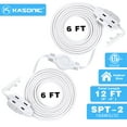 thumbnail image 2 of 12 Feet Twin Extension Cord Power Strip, 6 Feet on Each Side, Flat Head Outlet Plug,6 Polarized Outlets with Safety Cover, Double Extension Cord Splitter for Indoor Use, ETL Listed, 2 of 6