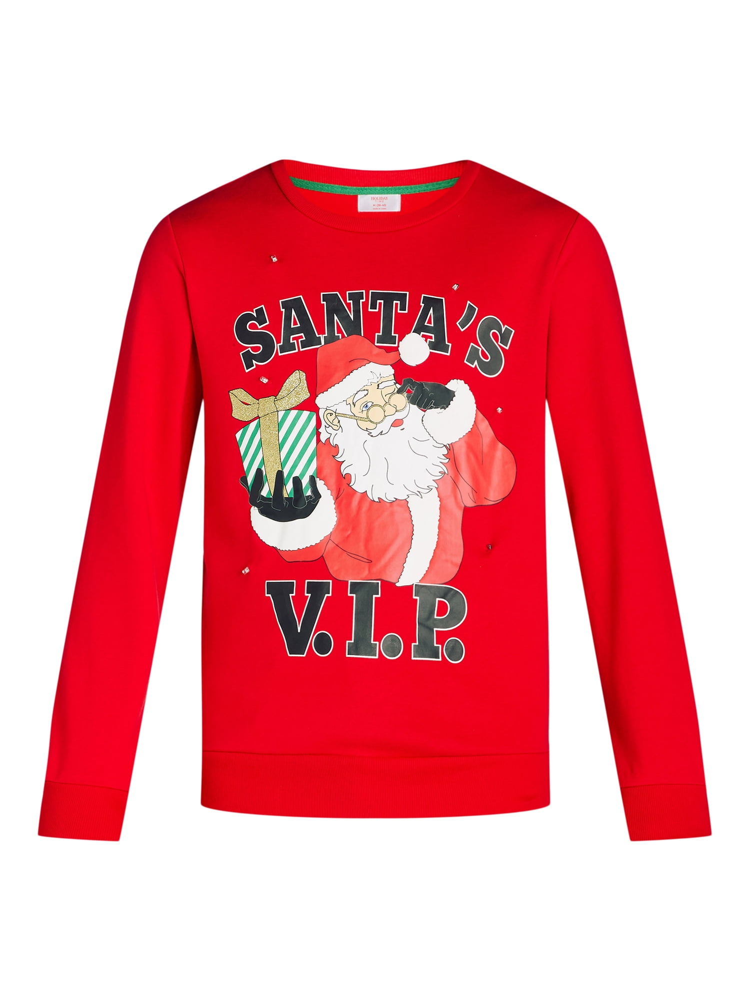 Holiday Time Men's & Big Men's Christmas Santa VIP Lightup Crewneck Fleece Sweatshirt, Sizes XS-3XL - Walmart.com Holiday Time Men's & Big Men's Christmas Santa VIP Lightup Crewneck Fleece Sweatshirt, Sizes XS-3XL - Walmart.com