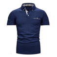 thumbnail image 3 of Fnooota Mens Polo Shirts Short Sleeve, Collared Casual Buttons Vacation Summer Shirts Dark Blue Size L, 3 of 7