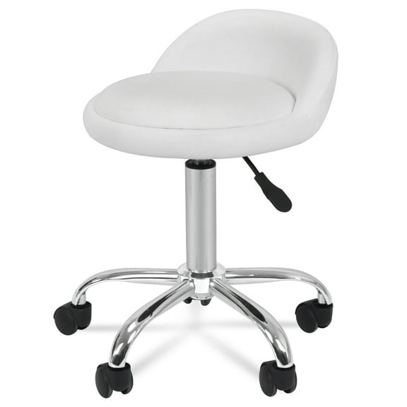 Rolling Swivel White Stool w/Wheels Adjustable Tattoo Facial Massage Spa Salon
