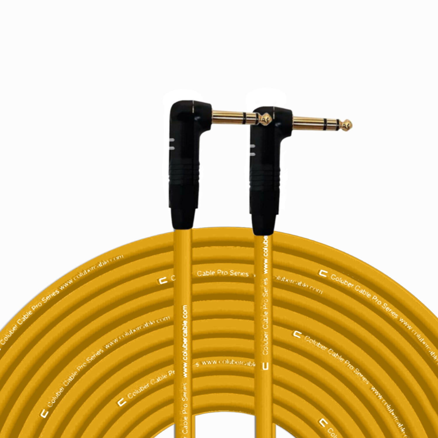 8 Inch Premium 1/4 Inch TRS Male To Right Angle Male Audio Cable – Gold Plated, Short Run